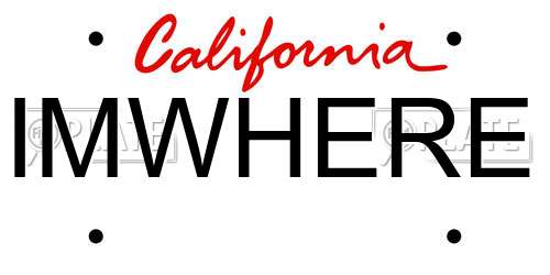 IMWHERE California License Plate