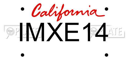IMXE14 California License Plate