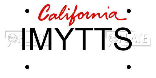 IMYTTS California License Plate
