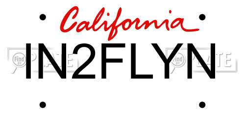 IN2FLYN California License Plate