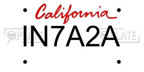 IN7A2A California License Plate