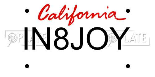 IN8JOY California License Plate