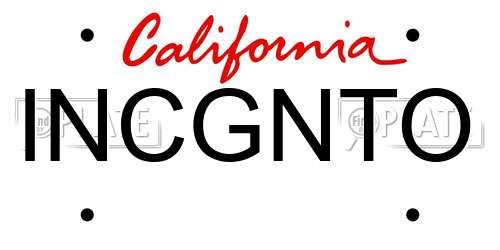 INCGNTO California License Plate