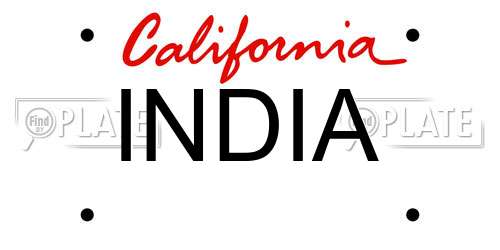INDIA California License Plate