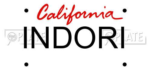 INDORI California License Plate