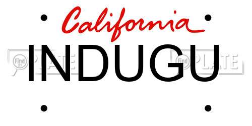 INDUGU California License Plate