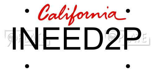 INEED2P California License Plate