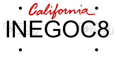 INEGOC8 California License Plate