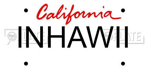 INHAWII California License Plate