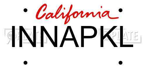 INNAPKL California License Plate