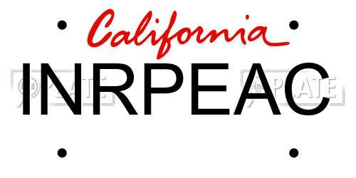 INRPEAC California License Plate