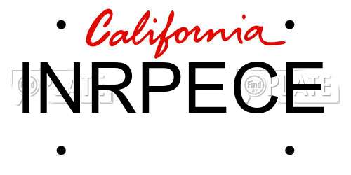 INRPECE California License Plate