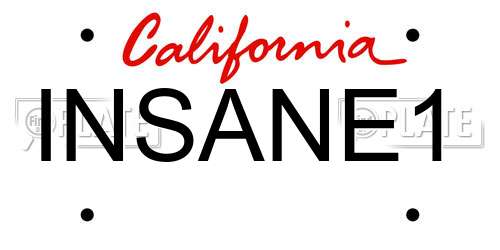 INSANE1 California License Plate