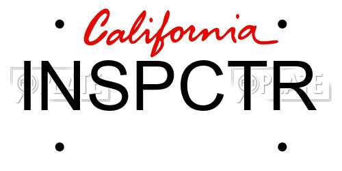 INSPCTR California License Plate