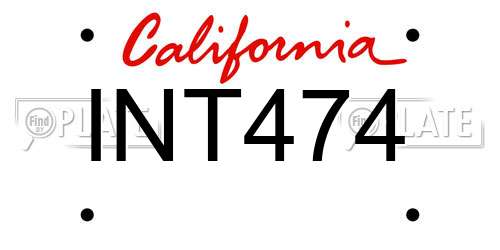 INT474 California License Plate