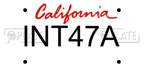 INT47A California License Plate