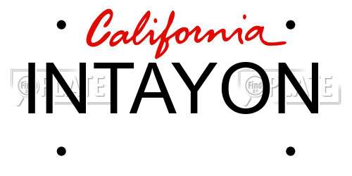 INTAYON California License Plate