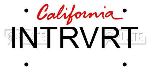 INTRVRT California License Plate