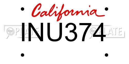 INU374 California License Plate