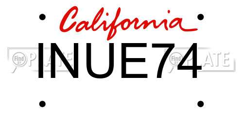 INUE74 California License Plate