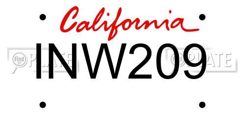 INW209 California License Plate