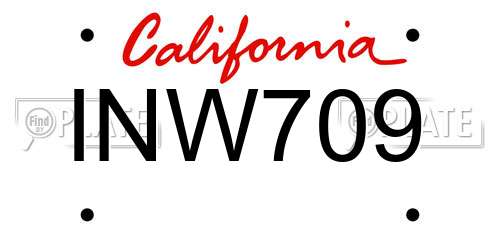 INW709 California License Plate