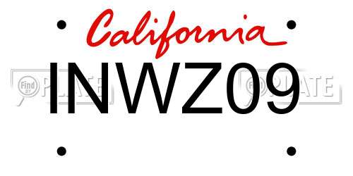 INWZ09 California License Plate