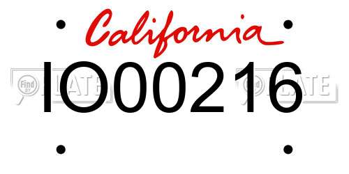 IO00216 California License Plate