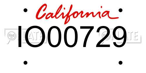 IO00729 California License Plate