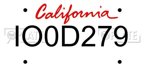 IO0D279 California License Plate