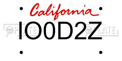 IO0D2Z California License Plate