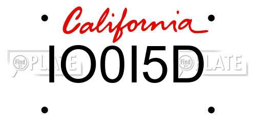 IO0I5D California License Plate