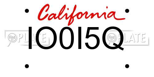 IO0I5Q California License Plate