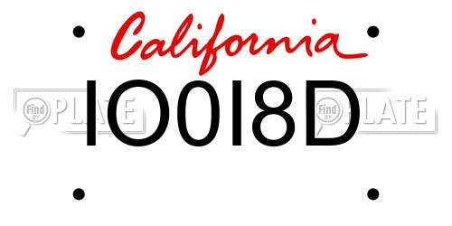 IO0I8D California License Plate