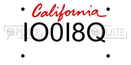 IO0I8Q California License Plate