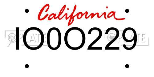 IO0O229 California License Plate