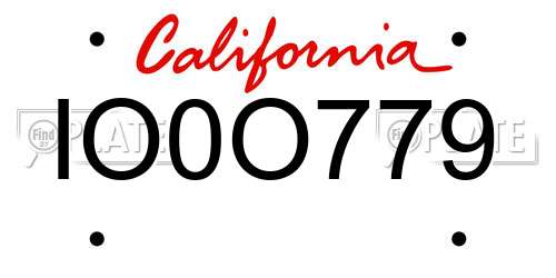 IO0O779 California License Plate