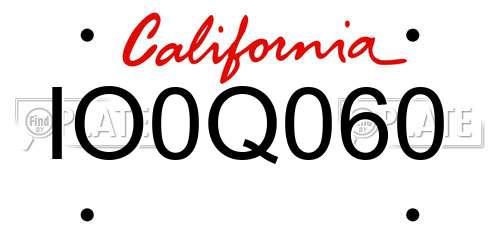 IO0Q060 California License Plate