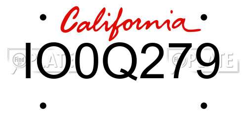 IO0Q279 California License Plate