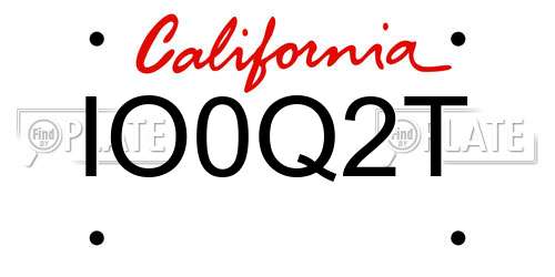 IO0Q2T California License Plate