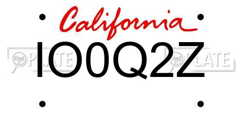 IO0Q2Z California License Plate