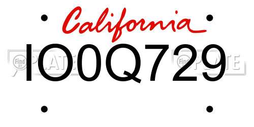 IO0Q729 California License Plate