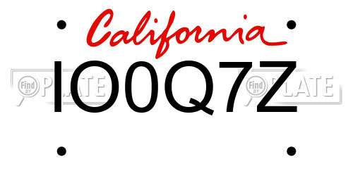 IO0Q7Z California License Plate