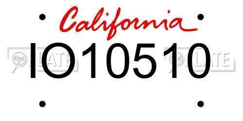 IO10510 California License Plate