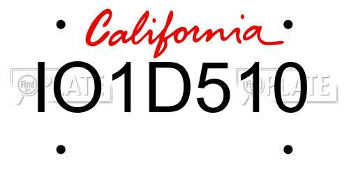 IO1D510 California License Plate