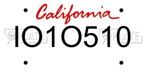 IO1O510 California License Plate