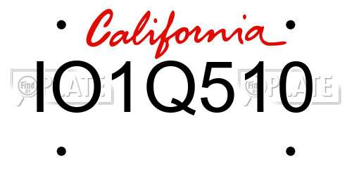 IO1Q510 California License Plate