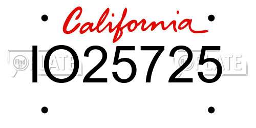 IO25725 California License Plate