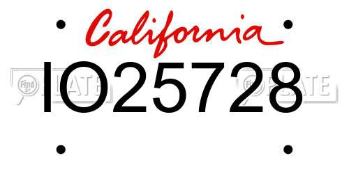 IO25728 California License Plate
