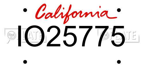 IO25775 California License Plate
